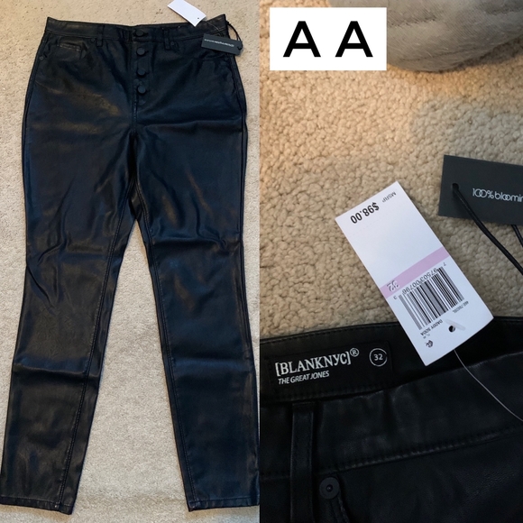 Blank NYC Black Faux Leather Skinny Pants Size 32
